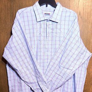 Van Heusen Tall Purple & Blue Plaid Flex Collar Button Down - 19 35/36